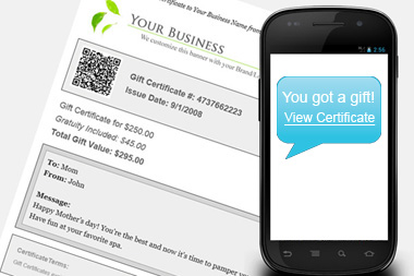 Your customers can choose to send gift certificates via SMS Text Message