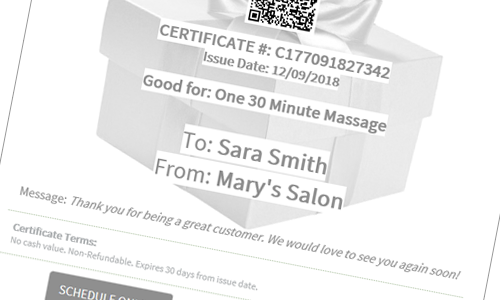 Complimentary Instant Gift Certificates